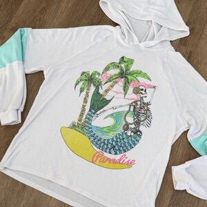 Lauren Moshi White and Mint Graphic Hoodie